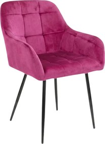 Tmavoružové jedálenské kreslo LOREN VELVET s čiernymi nohami