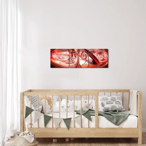 Obraz - červené tvary (s hodinami) (90x30 cm)
