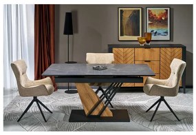 Jedálenský stôl Sterzo 140-180 x 90 cm, čierna / dub zlatý