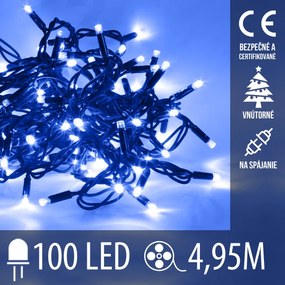 Vianočná led svetelná reťaz vnútorná na spájanie - 100led - 4,95m modrá