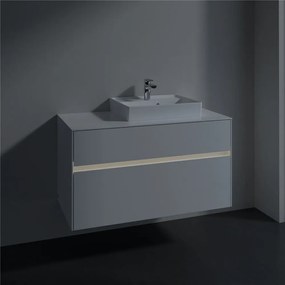 VILLEROY &amp; BOCH Collaro závesná skrinka pod umývadlo na dosku (umývadlo vpravo), 2 zásuvky, s LED osvetlením, 1000 x 500 x 548 mm, Glossy White, C015B0DH