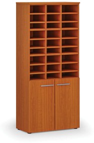 Triediaci regál s dverami PRIMO WOOD, 1781 x 800 x 420 mm, 27 priehradok, čerešňa