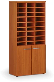 Triediaci regál s dverami PRIMO WOOD, 1781 x 800 x 420 mm, 27 priehradok, čerešňa