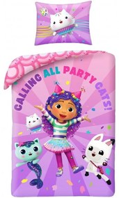 Posteľné obliečky z mikrovlákna Gábinin kúzelný domček – motív Calling all Party Cats! - 70 x 90 cm + 140 x 200 cm - zapínanie n