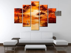 Gario Ručne maľovaný obraz Nádherná Afrika - 5 dielny Rozmery: 150 x 105 cm