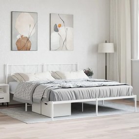 Kovový rám postele s čelom biely 180x200 cm 372232