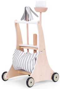 Detský drevený vozík na upratovanie, béžový, ECOTOYS