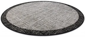 Koberec SIZAL FLOORLUX kruh 20401 Ramka strieborný/čierny