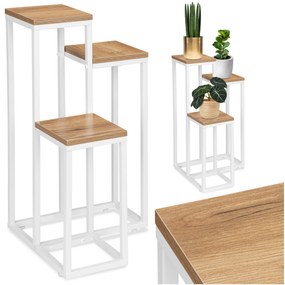 Stojan na květiny Munir bílý/dub craft