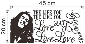 Samolepka na stenu "Miluj život - Bob Marley" 30x70cm