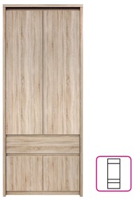 Tempo Kondela Vešiaková skriňa 4D1S, dub sonoma, NORTY TYP 2