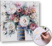 Maľovanie podľa čísel KVETY VO VÁZE – stredná náročnosť