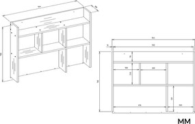 Psací stůl s nástavbou MIJAS pravý matně bílý