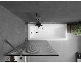 Mexen Next, 1-krídlová vaňová zástena 80 x 150 cm, 6mm sklo Ribs, brúsená grafitová, 895-080-000-00-09-66