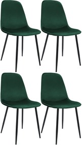 Sada 4 ks jedálenskej stoličky Maryam zamat - zelená