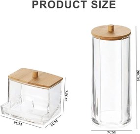 Organizér / Zásobník na vatové tyčinky, s bambusom, WHITNEY