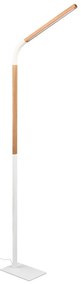 LED stojacia lampa v bielej a prírodnej farbe s dreveným tienidlom (výška 169,5 cm) Norris – Trio
