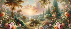 Obraz - Pávy v záhrade (120x50 cm)