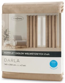 ZATEMŇOVACÍ ZÁVES NA KRÚŽKOCH DARLA SADA 2KS 140X250 CM TMAVOBÉŽOVÁ
