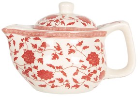Konvička na čaj s červenými kvietkami - Ø 16*11 cm / 0,4L