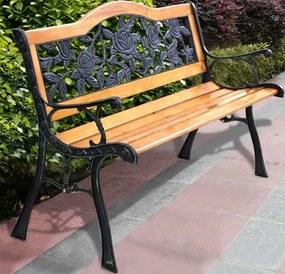 Lean Drevená záhradná lavička s operadlom - ruže