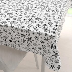 Biante Vianočný bavlnený obdĺžnikový obrus Sandra SA-403 Čierne vločky na bielom 120x140 cm
