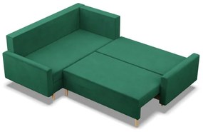 Rohová rozkladacia sedačka BLANK Elegant ľavá, fľaškovo zelená