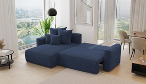 Rohová sedačka Baria (L) (tmavomodrá). Akcia -20%. Vlastná spoľahlivá doprava až k Vám domov. 1133085