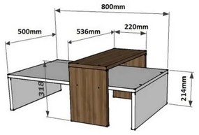 Dizajnový konferenčný stolík Questa 80 cm biely / orech