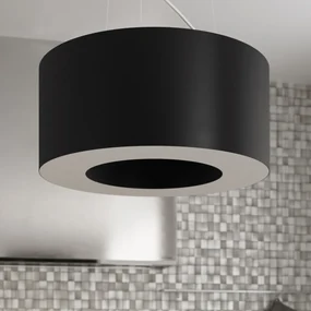Závesné svietidlo Saturno Slim, 1x čierne textilné tienidlo, (biely plast), (fi 70 cm)