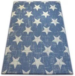 styldomova Šnúrkový koberec sizal flat 48648/591 hviezdy modrý