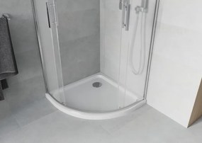 Mexen Rio sprchový kút polkruhový 80 x 80 cm, mráz, chróm + vanička Flat, biely - 863-080-080-01-30-4110