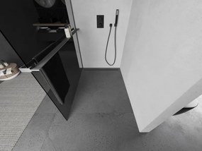 Mexen Kioto+, sprchová zástena Walk-In s poličkou a vešiakom 70 x 200 cm, 8mm šedé sklo, grafitový profil, 800-070-121-95-40