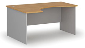 Ergonomický kancelársky písací stôl PRIMO GRAY, 160x120 cm, ľavý, sivá/buk
