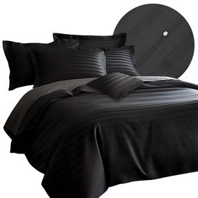 BAMBUSOVÉ OBLIEČKY STRIPE COAL 200X220 CM, 2KS 70X80 CM, 4 KS 40X40 CM ČIERNE