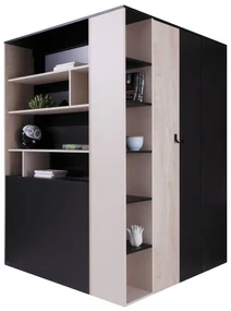Šatníková skriňa so zásuvkami Soul LG01 L / P, Osvetlenie: bez osvetlenia, Farby: biely / dub + modrý