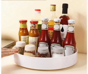 VERK GROUP Otočný organizér, otočná miska, LAZY SUSAN, otočná o 360°, priemer 22 cm - biela