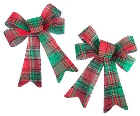 Vianočná dekorácia BOWE mašľa, károvaná 711107 (2 ks)