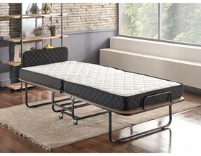 Skladacia kovová jednolôžková posteľ s matracom HERON 90x204 cm biela