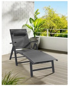 Livarno home Hliníkové ležadlo Houston s opierkami rúk, sivé  (100386242)