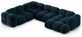 Tmavomodrá zamatová rohová pohovka (ľavý roh/do tvaru "U") Loretto – Cosmopolitan Design