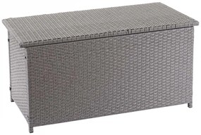 Polyratanový záhradný úložný box HWC-D88 - základná sivá, 63x135x52cm 320l