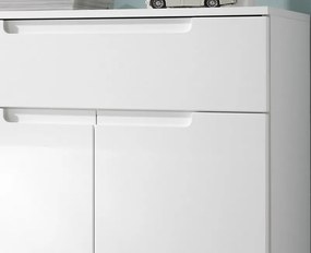 Komoda/botník Spice, lesklá biela