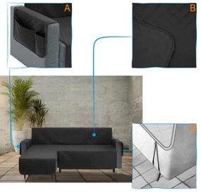 Poťah na rohovú sedačku ľavý PARIS čierny, 200 cm