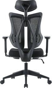Kancelárska ergonomická stolička MORA — sieť / látka, čierna