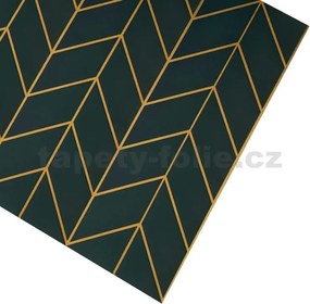 3D panel 0069, rozmer 50 cm x 50 cm, GLAMOUR 3 smaragdový so zlatými kontúrami, IMPOL TRADE