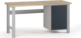 Dielenský pracovný stôl G7, buková škárovka, 1700 x 685 x 840 mm, 1x skrinka, grafit