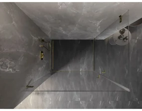 Mexen Lunar-B Duo, výklopný sprchový kút 100 x 90 cm, 8mm číre sklo, zlatý profil, 832-100L-090P-50-00