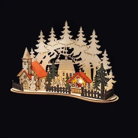Solight LED vianočné mestečko s kostolom, 30 x 19 cm, 2x AAA
