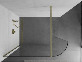 Mexen Kioto, sprchová zástena Walk-In 100 x 200 cm, 8mm číre sklo, zlatý matný profil, 800-100-101-55-06